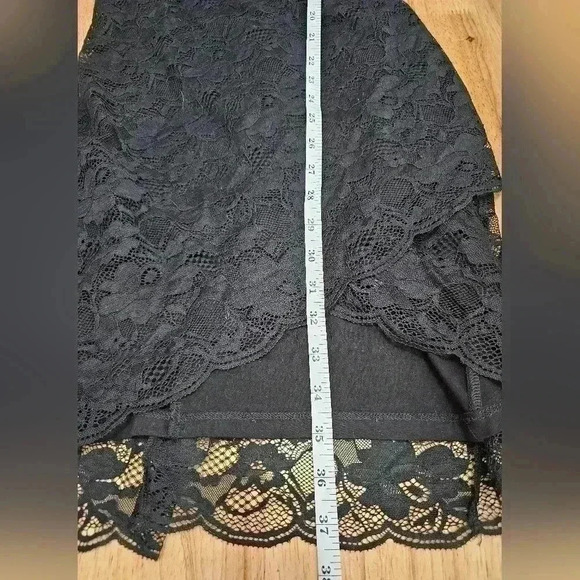 Bebe Women's S Black Surplice Asymmetrical is Hem Lace Dress NWT - Picture 4 of 13